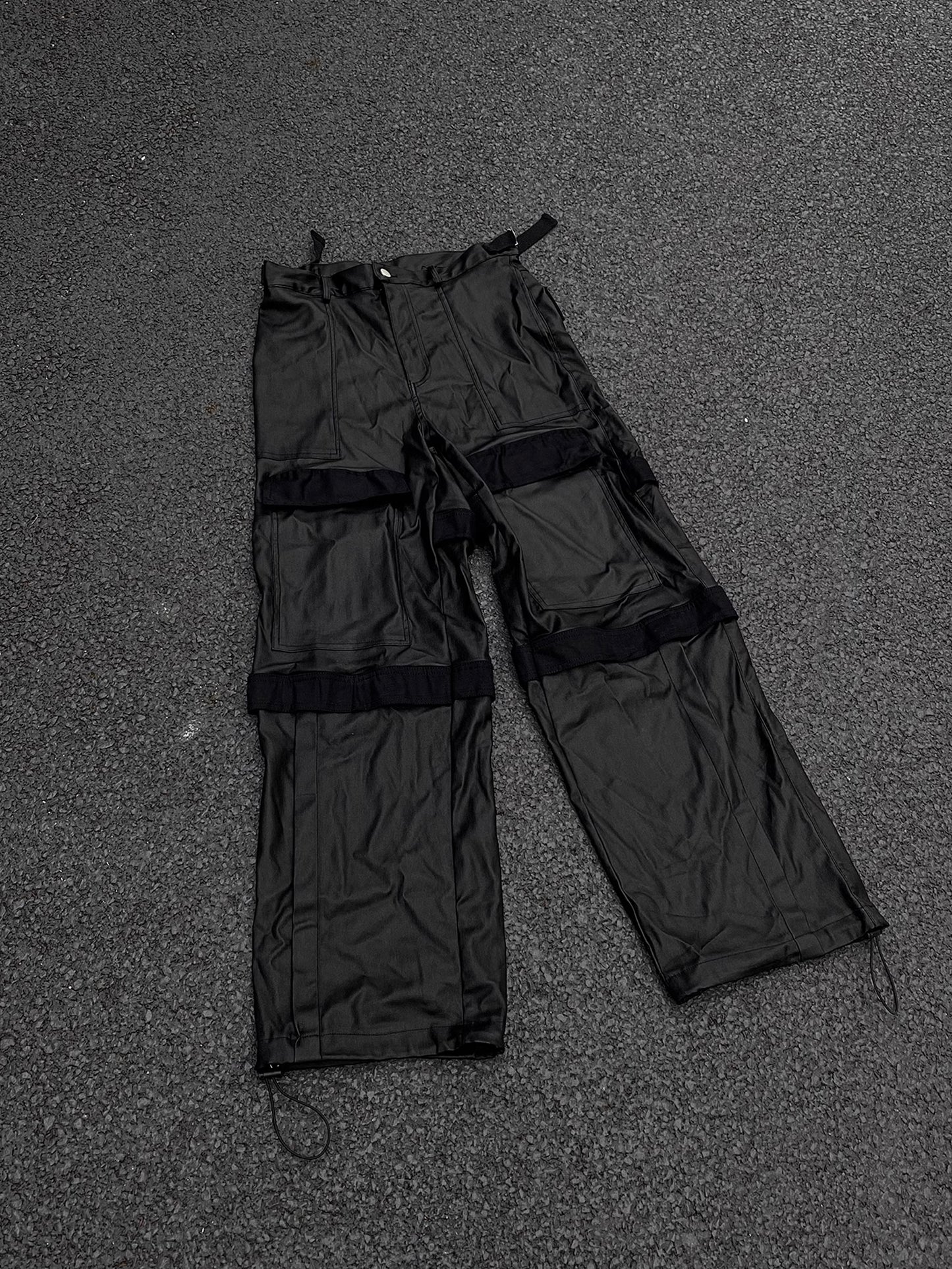 Leather Pleats Multi Cargo Pants