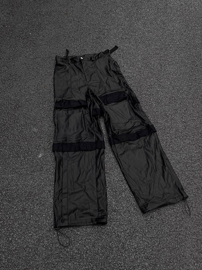 Leather PLEATS MULTI CARGO PANTS