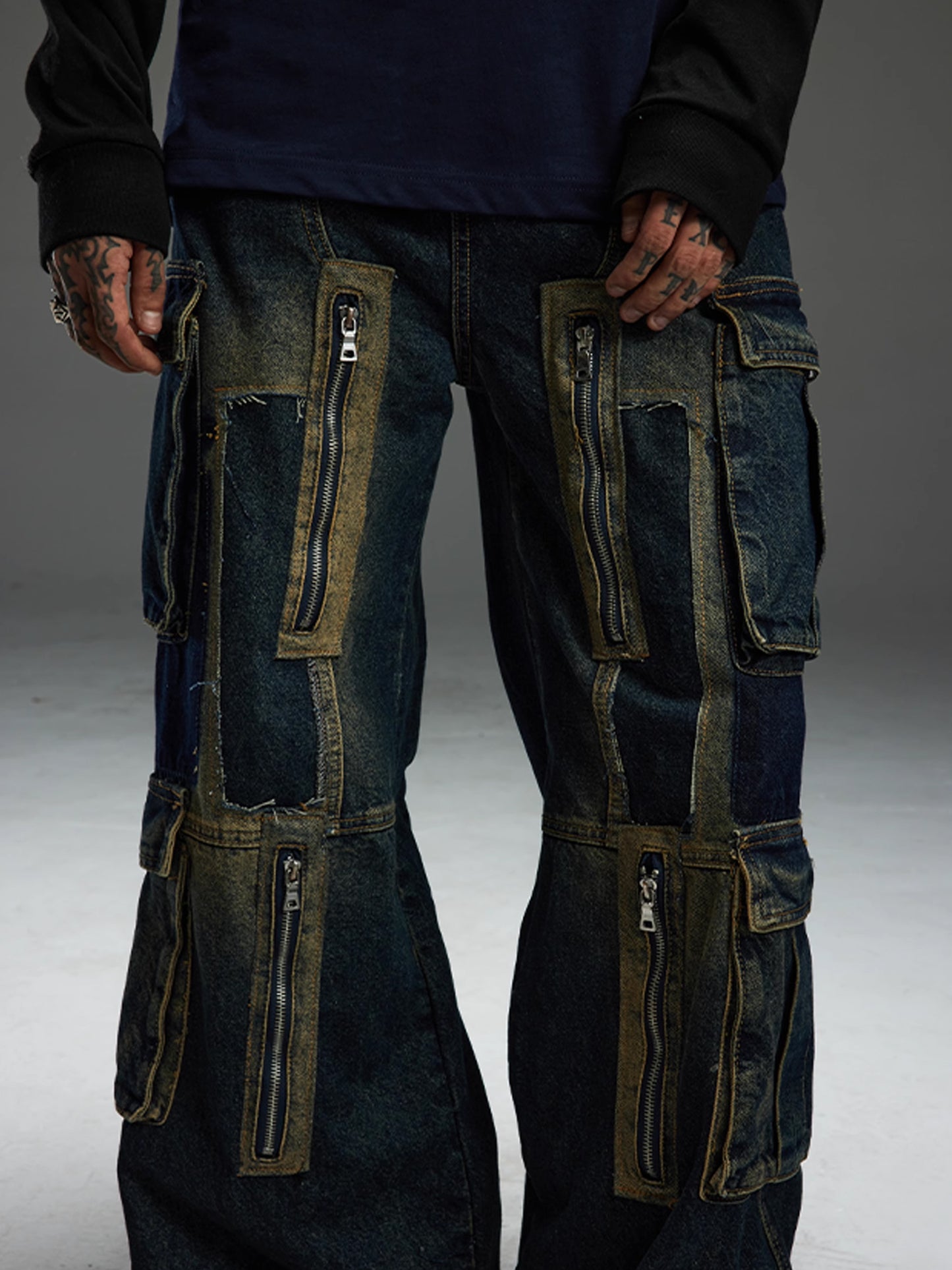 Strait Legs Ragged Denim Pants