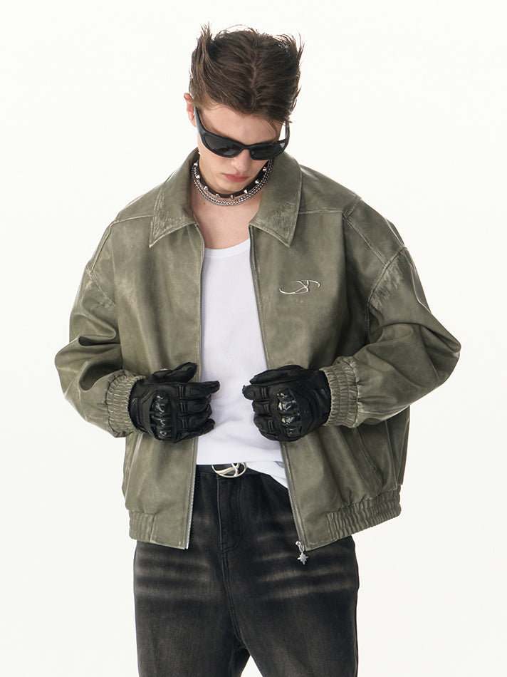 Biker Leather Lapel Jacket