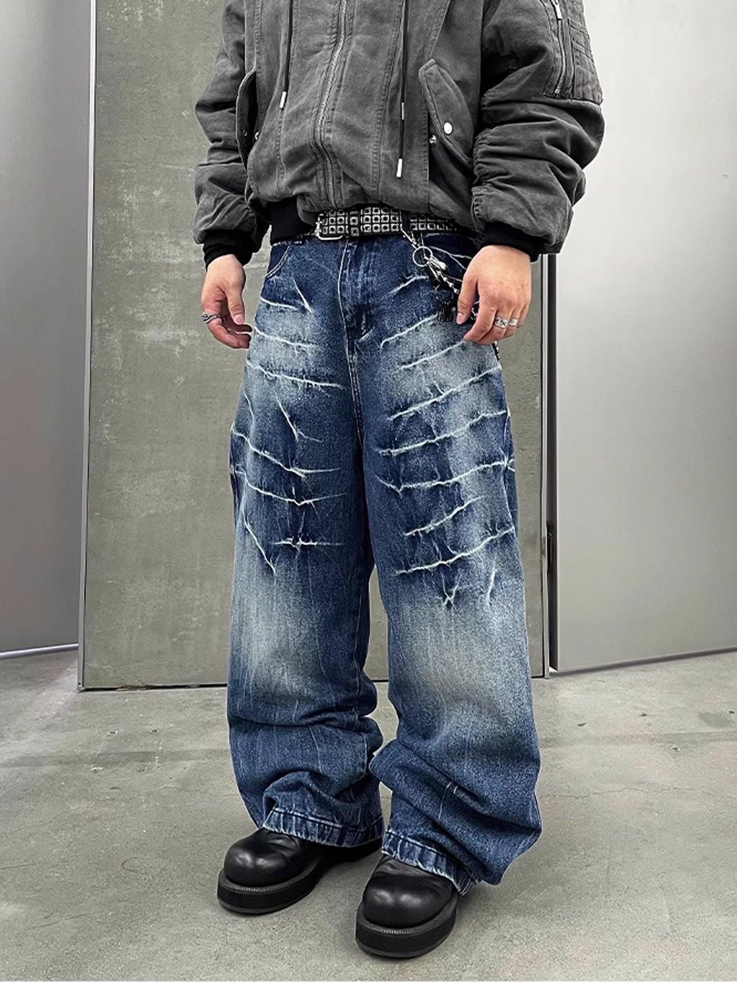 Aged Baggy Denim Pants