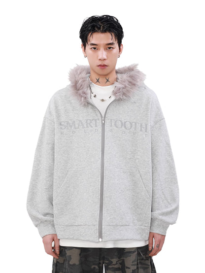 FUR ZIP LOGO HOODIE