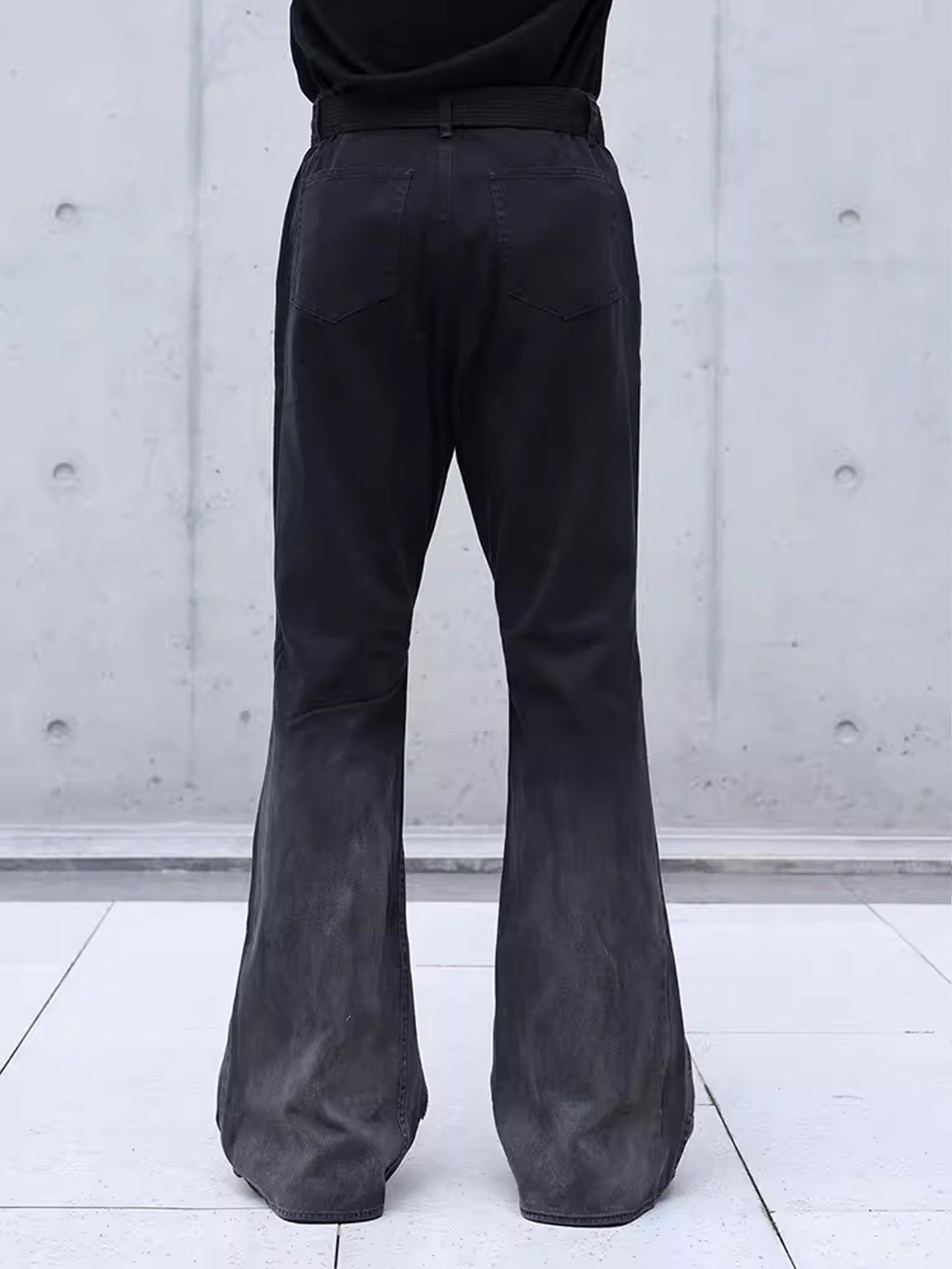 Long Zip Washed Flare Pants