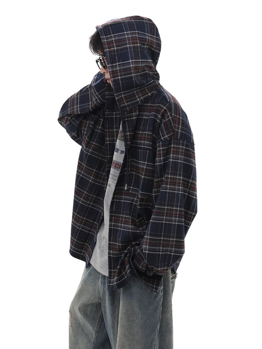 Retro Plaid Hooded Shirt