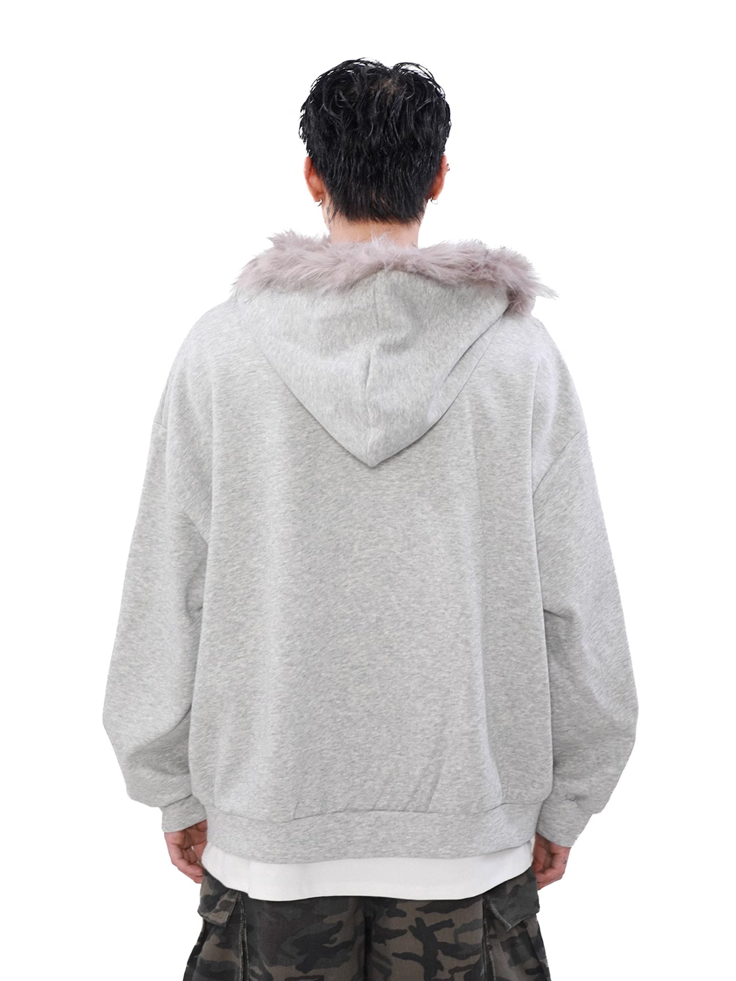 Fur Zip Logo Hoodie