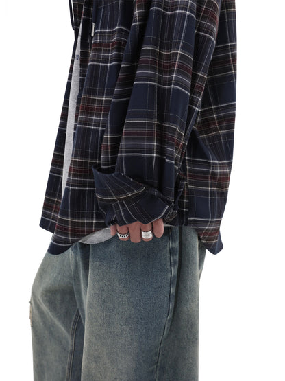 Retro Plaid Hooded Shirt