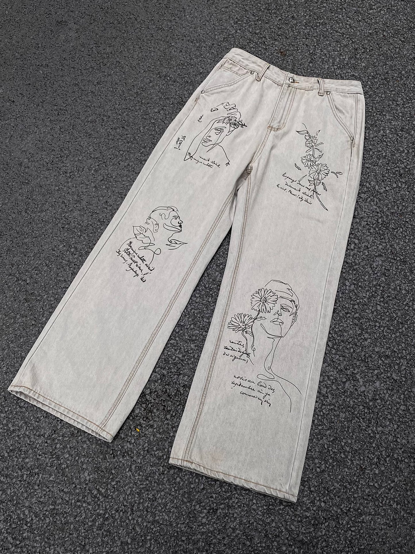 Graffiti White Denim Pants