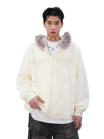 FUR ZIP LOGO HOODIE