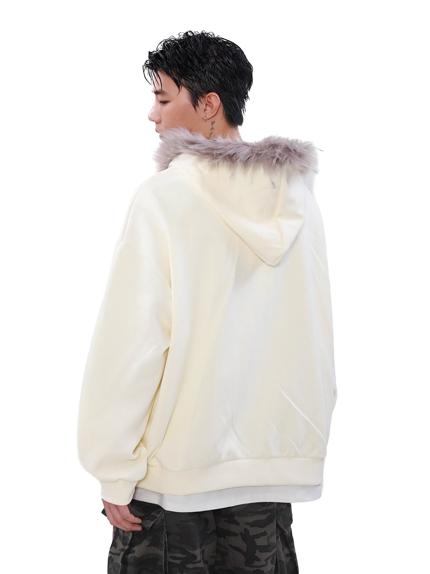 Fur Zip Logo Hoodie