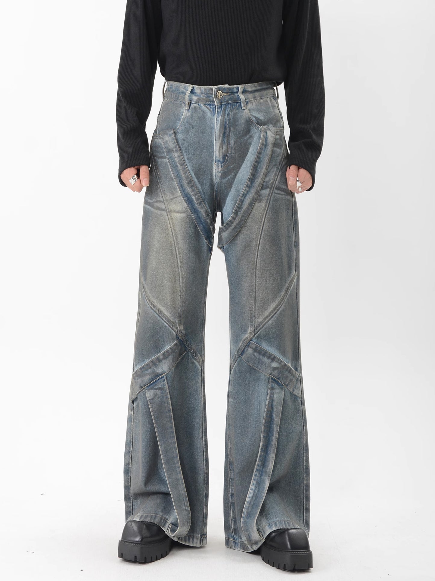 Niche Splicing Denim Pants