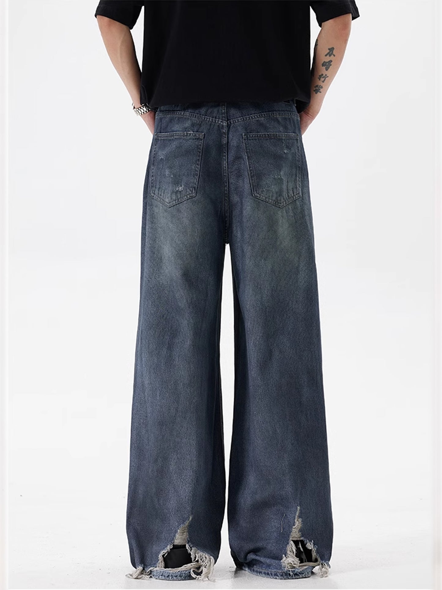 Old Dirty Dye Hole Denim Pants