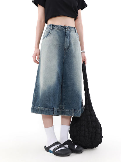 Reverse Half Denim Pants