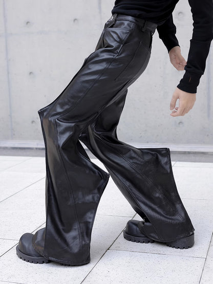 DRAPING SPIKE LEATHER PANTS