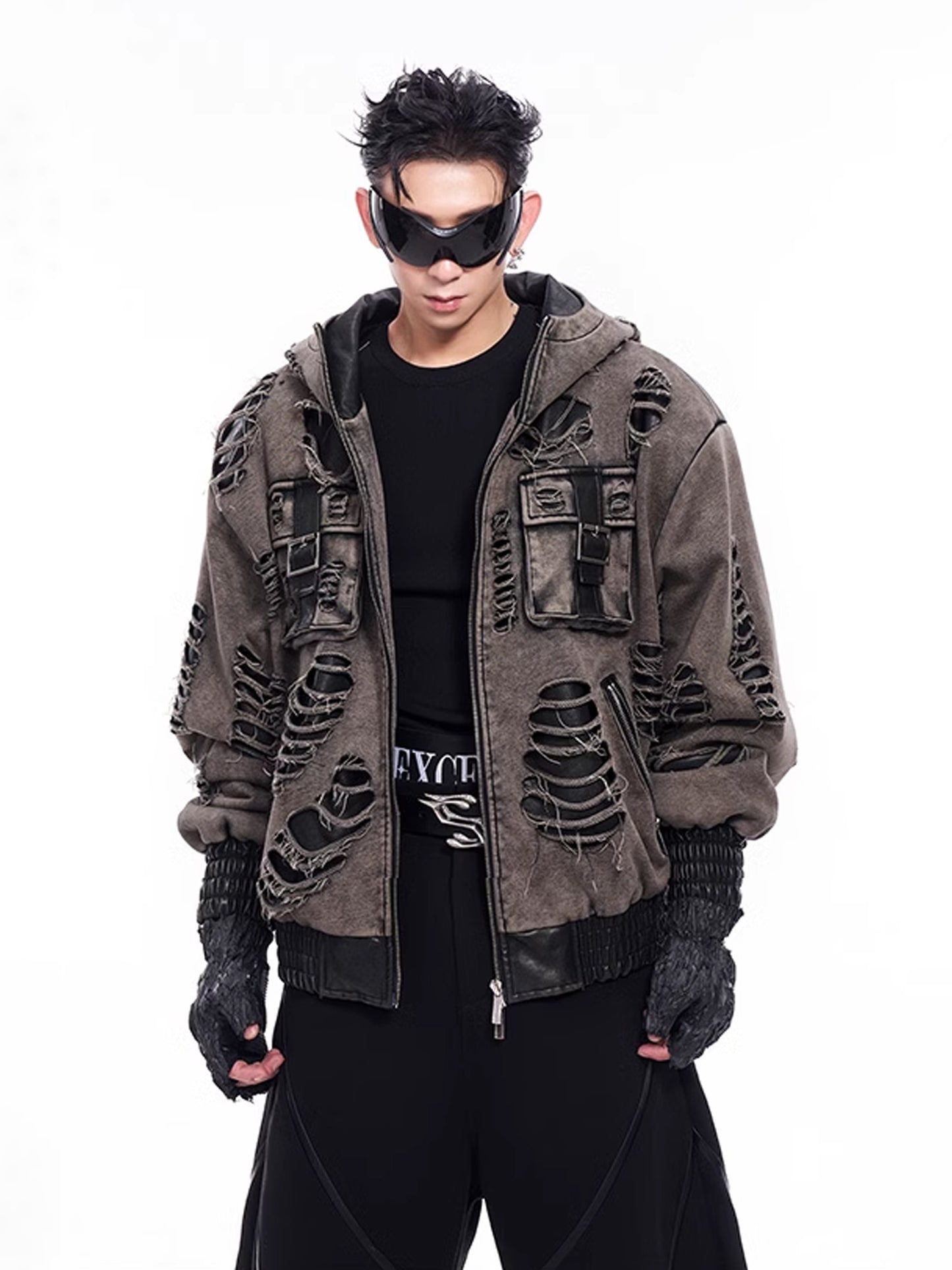 Broken Zipper Hooded Jacket