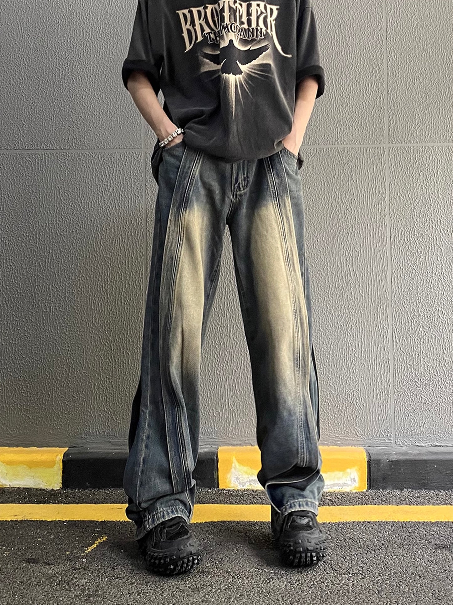 Drape Wide Denim Pants