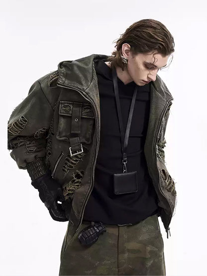 Broken Zipper Hooded Jacket