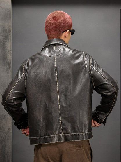 Vintage Collar Leather Jacket