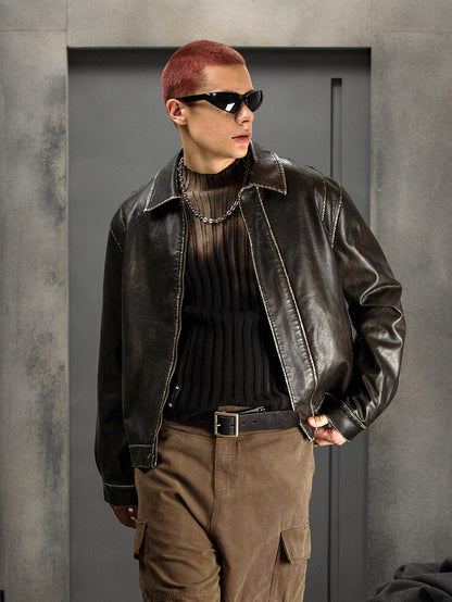 Vintage Collar Leather Jacket