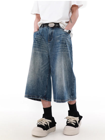 Vintage Loose Half Denim Pants