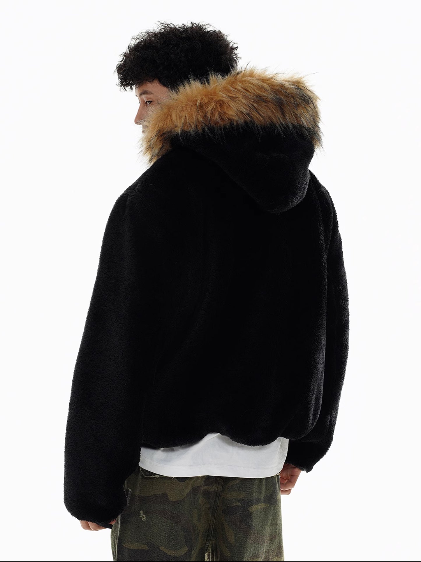 Zip Fur Hooded Jacket