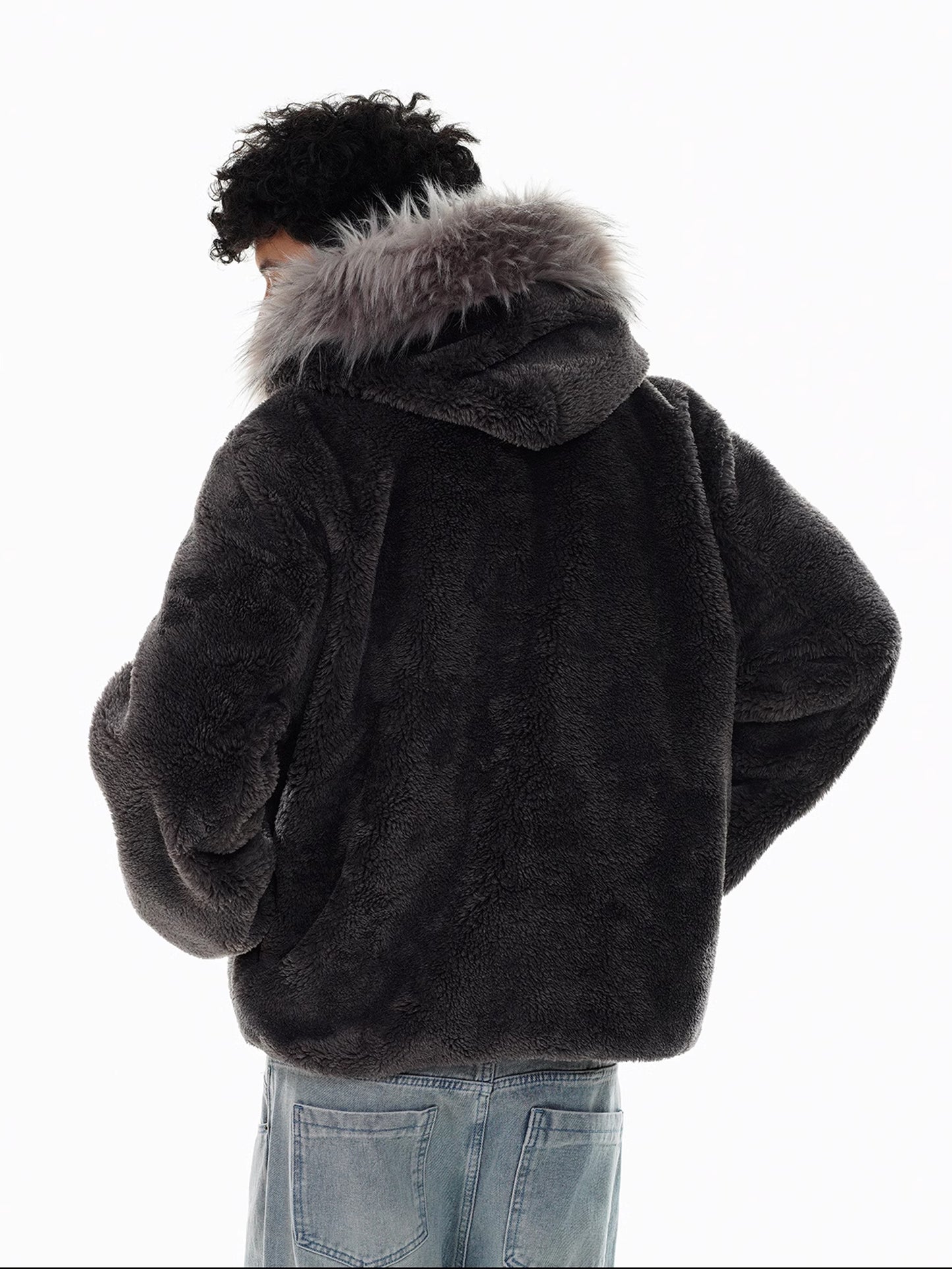 Zip Fur Hooded Jacket