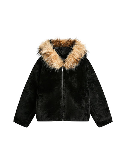 Zip Fur Hooded Jacket