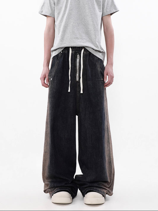 Gradation Drawstring Cargo Denim Pants