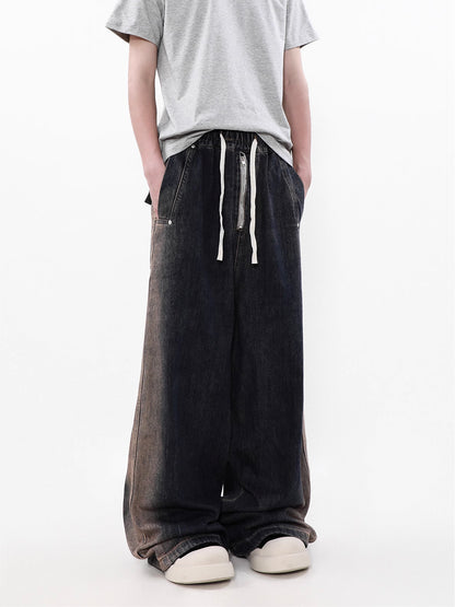 Gradation Drawstring Cargo Denim Pants