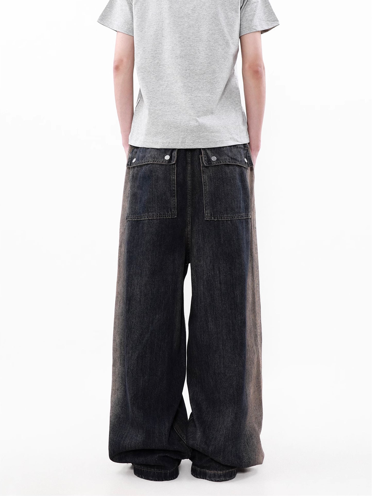 Gradation Drawstring Cargo Denim Pants