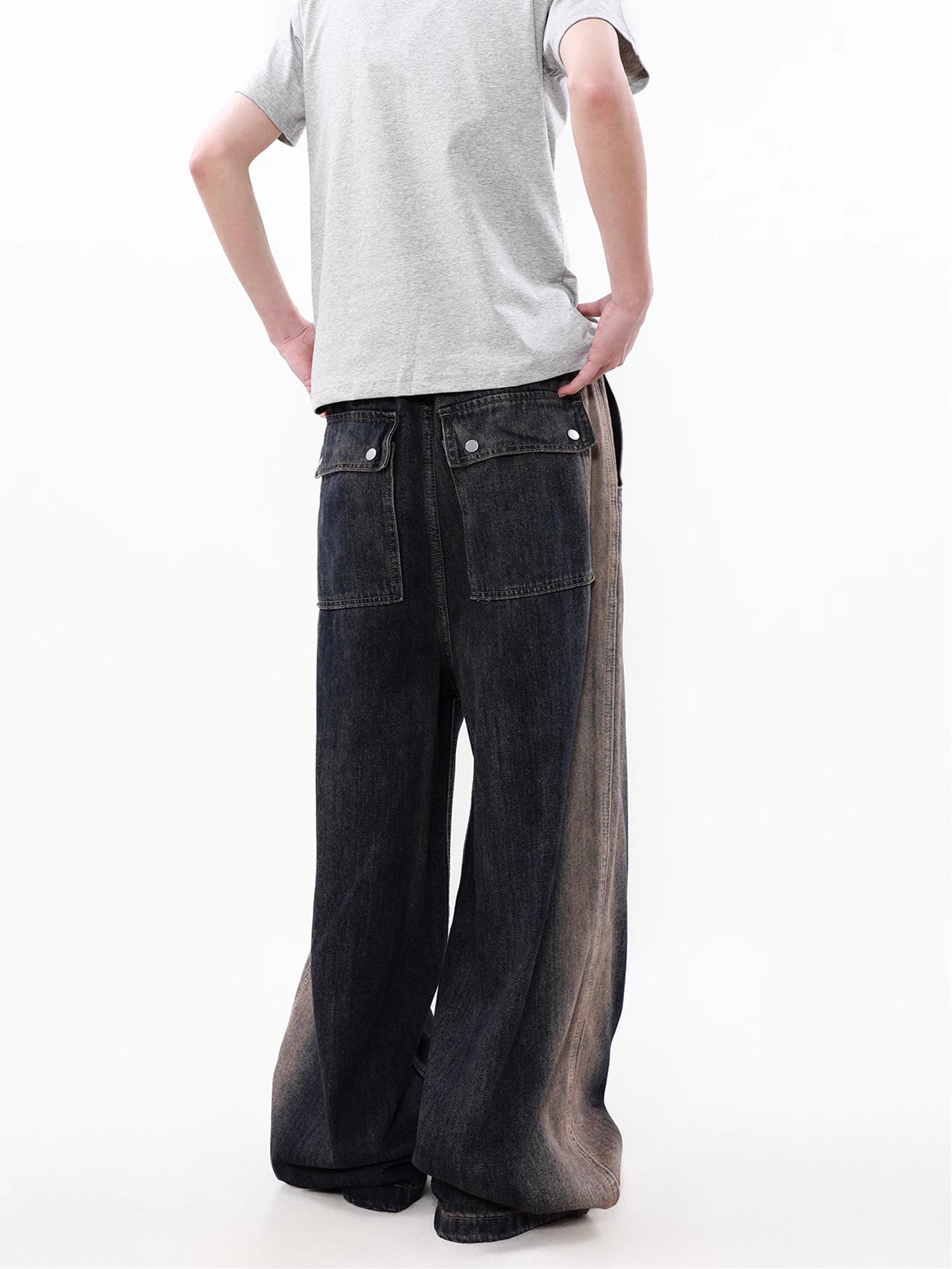 Gradation Drawstring Cargo Denim Pants