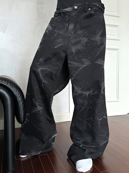 Dark Wash Ripple Denim Pants