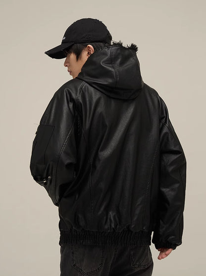 Fur Leather Hooded Jacket