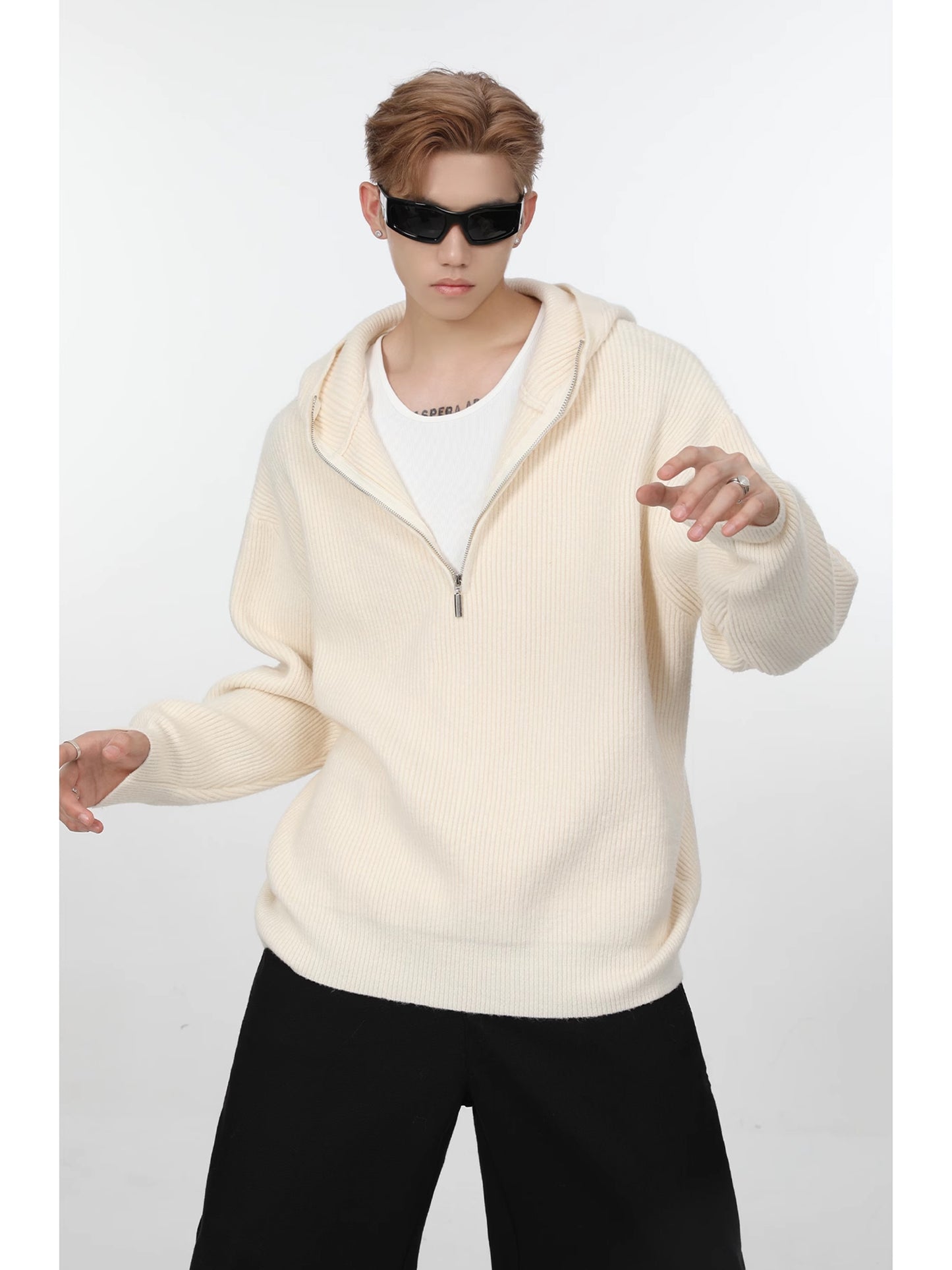 Half Zip Knit Hoodie