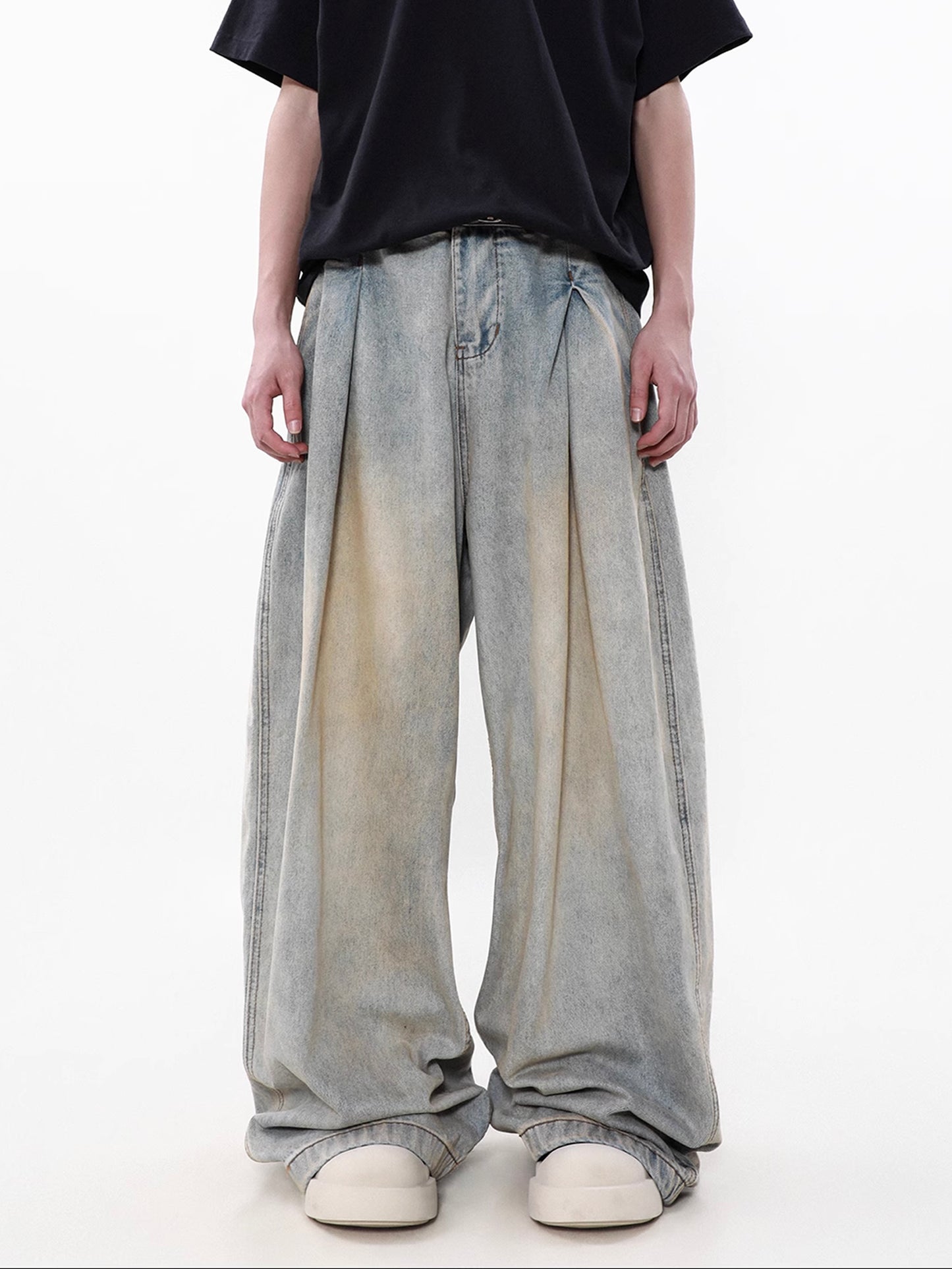 Wide Tack Denim Pants