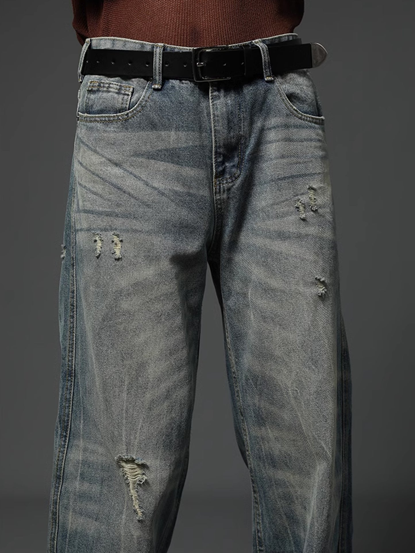 Damaged Wash Vintage Denim Pants