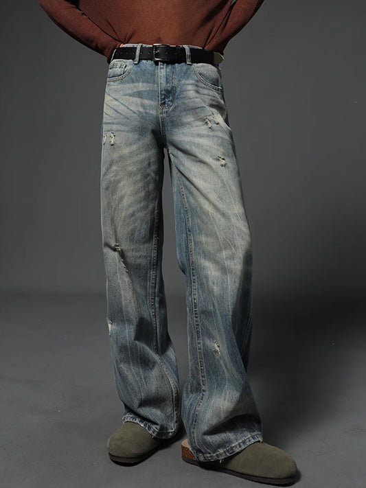 Damaged Wash Vintage Denim Pants
