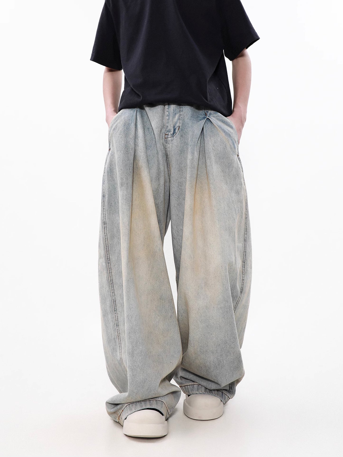 Wide Tack Denim Pants