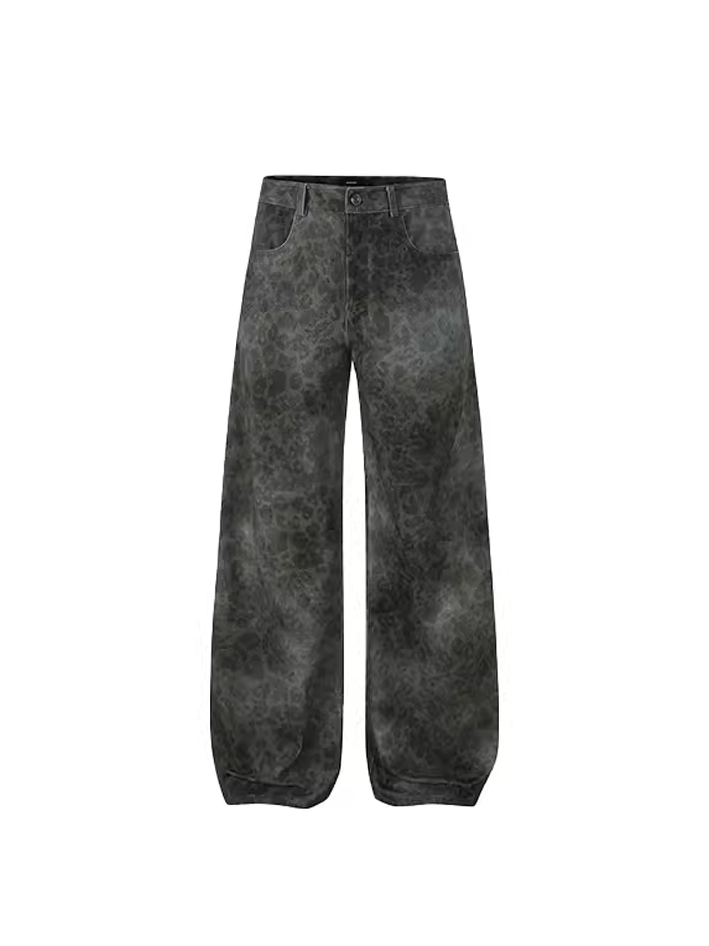 Wash Fade Leopard Denim Pants