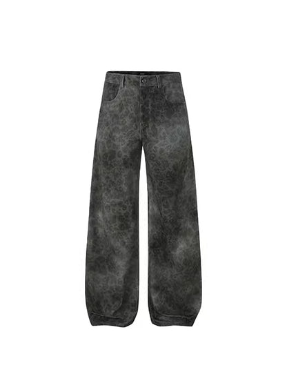 Wash Fade Leopard Denim Pants