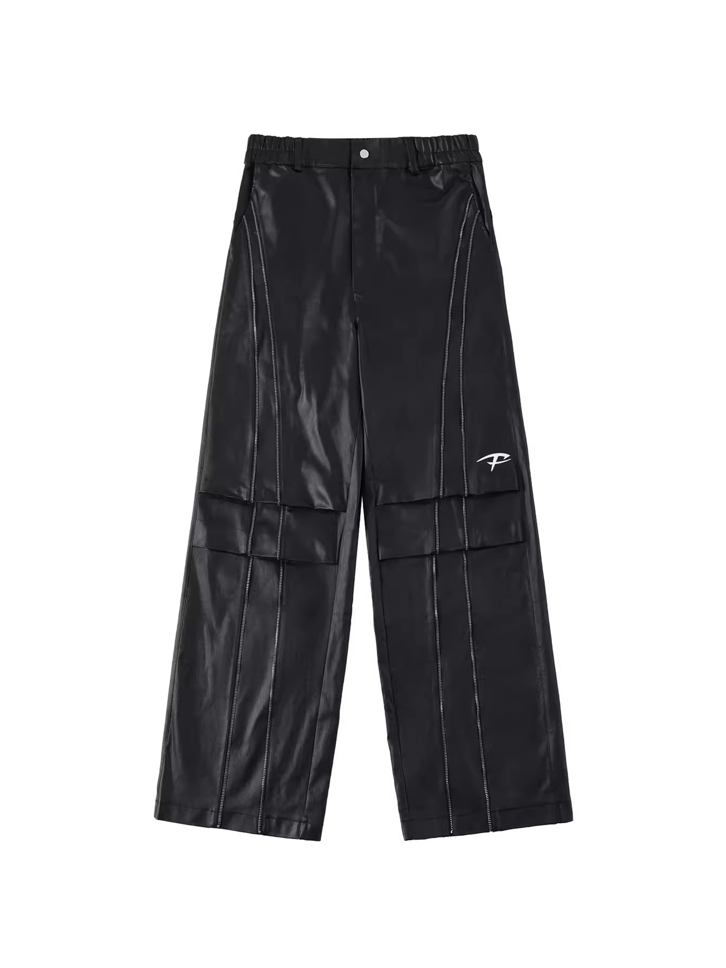 Tied Zip Leather Cargo Pants