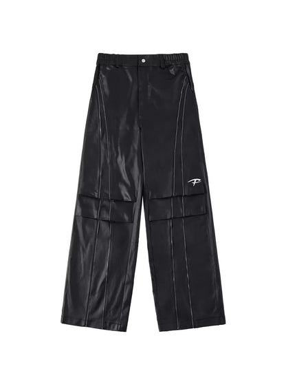 TIED ZIP LEATHER CARGO PANTS