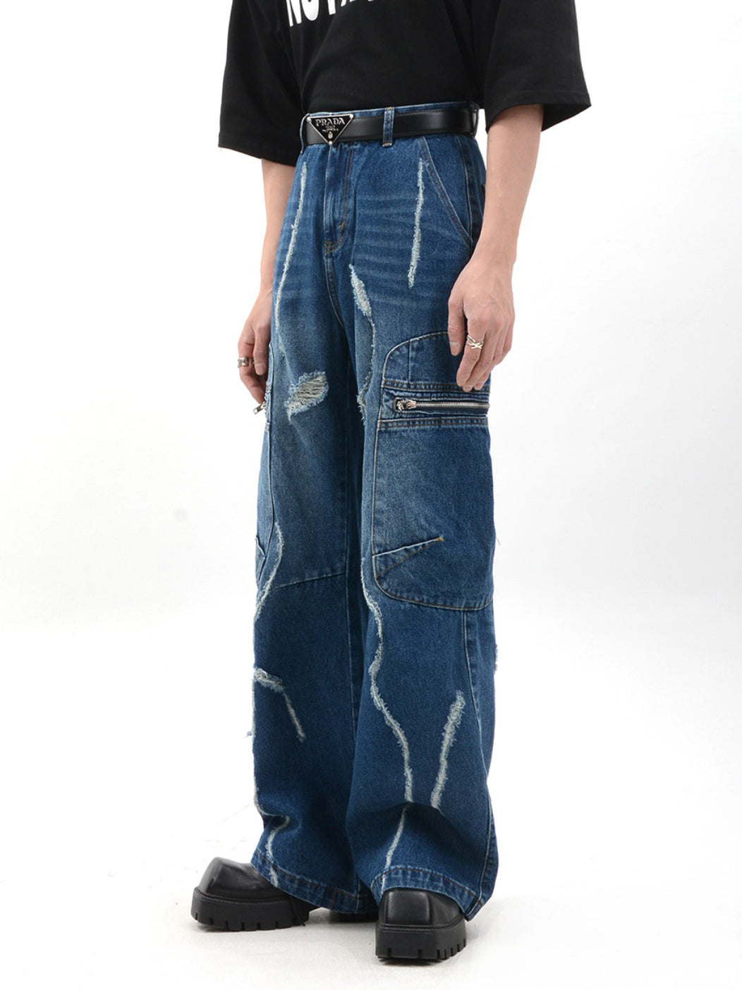 Niche Retro Design Denim Pants