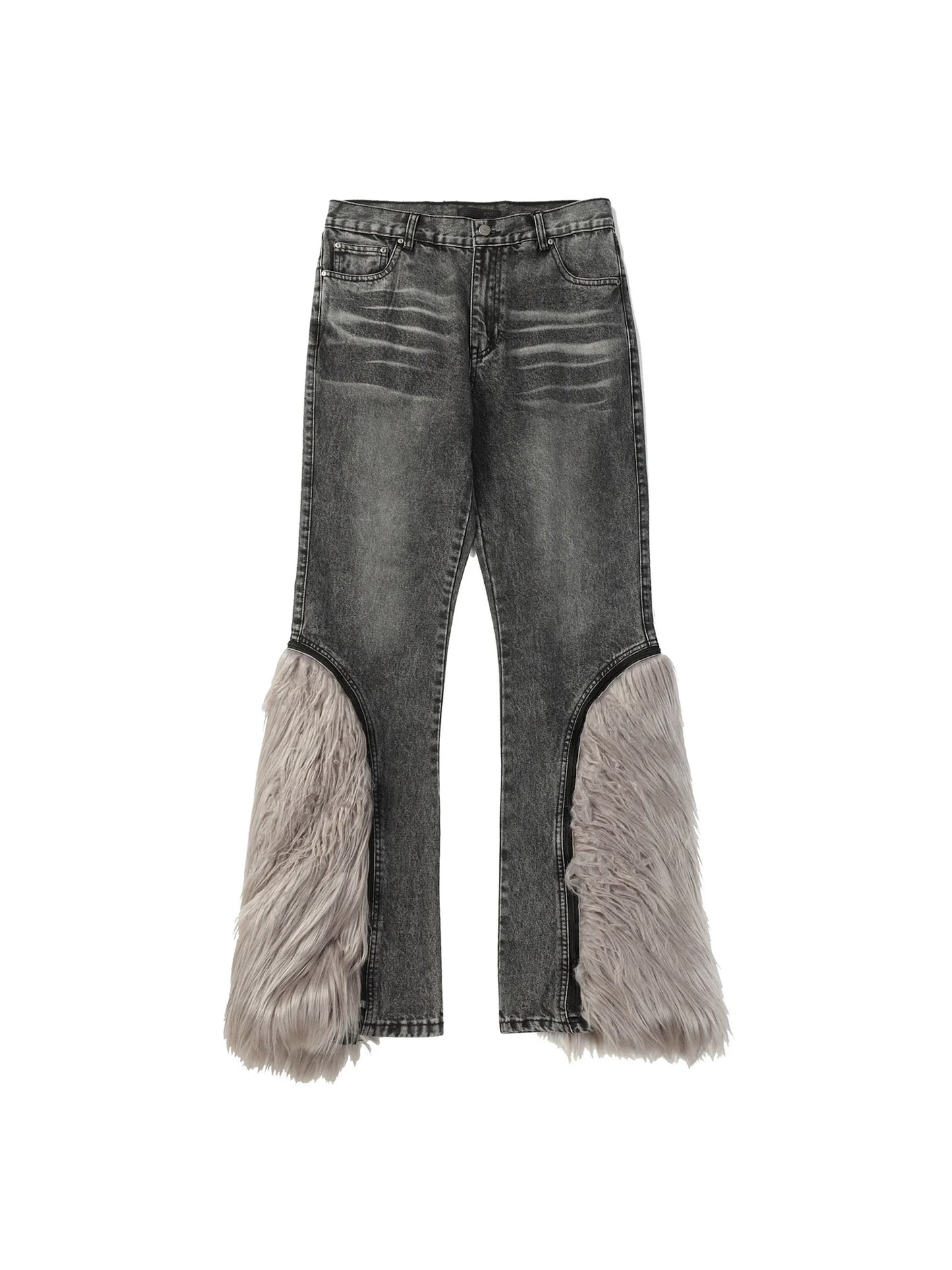 Fur Leg Denim Pants