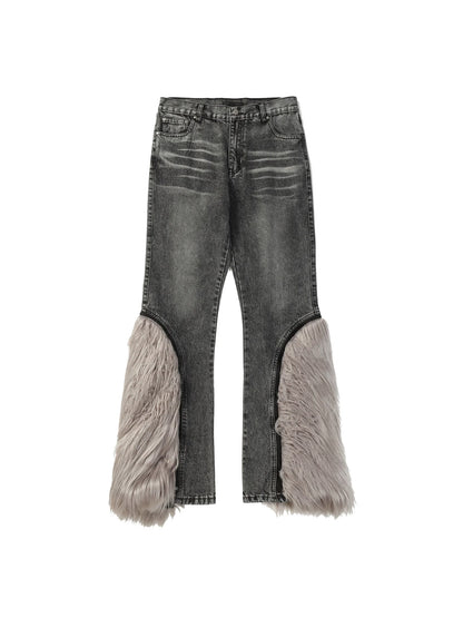 FUR LEG DENIM PANTS