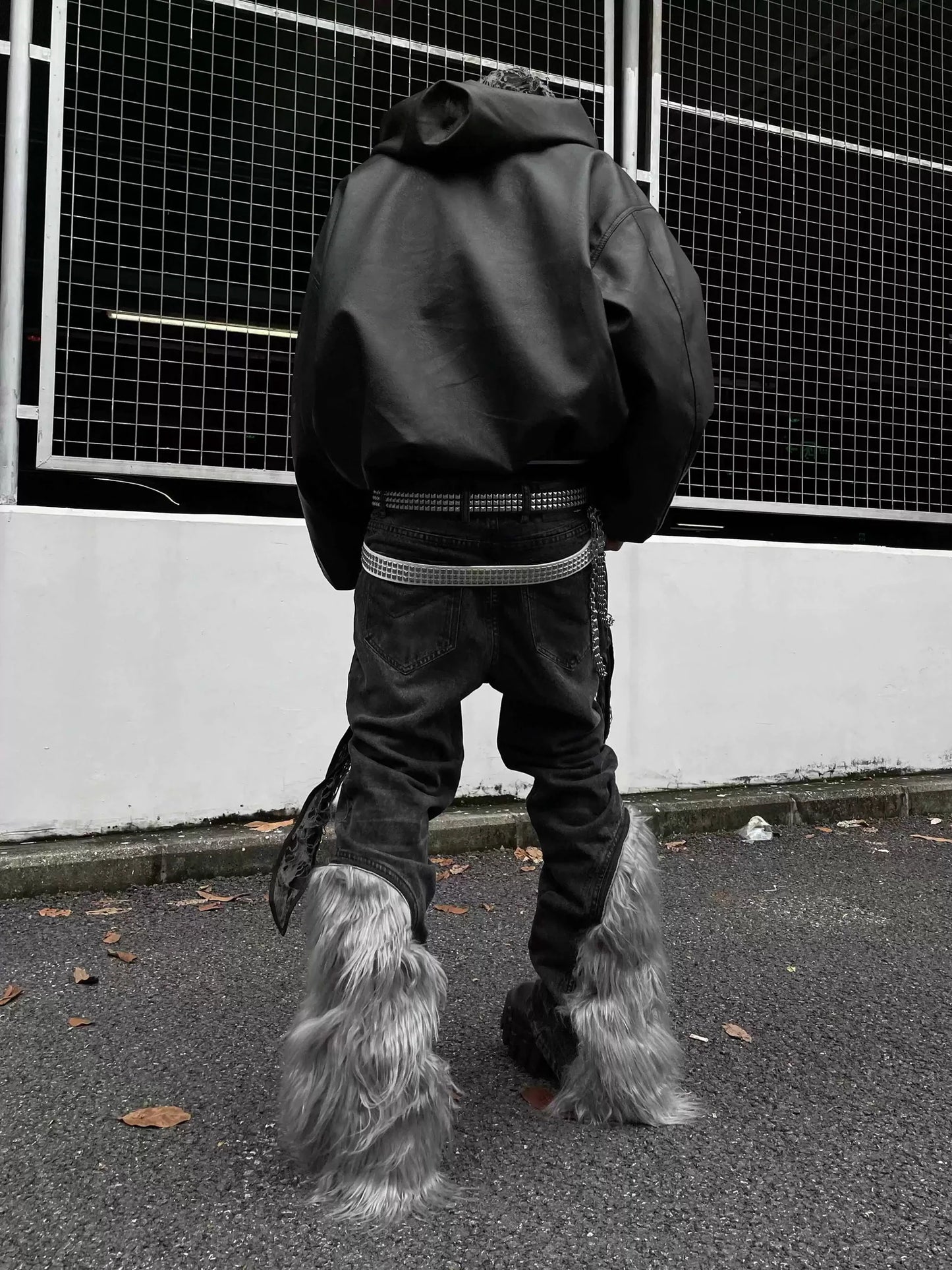 FUR LEG DENIM PANTS