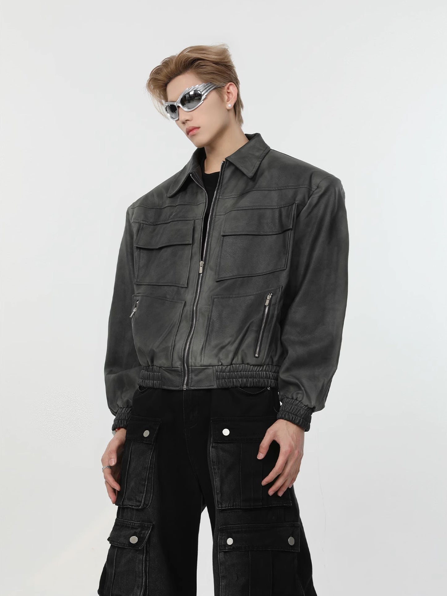 Dirty Short Zip Leather Jacket