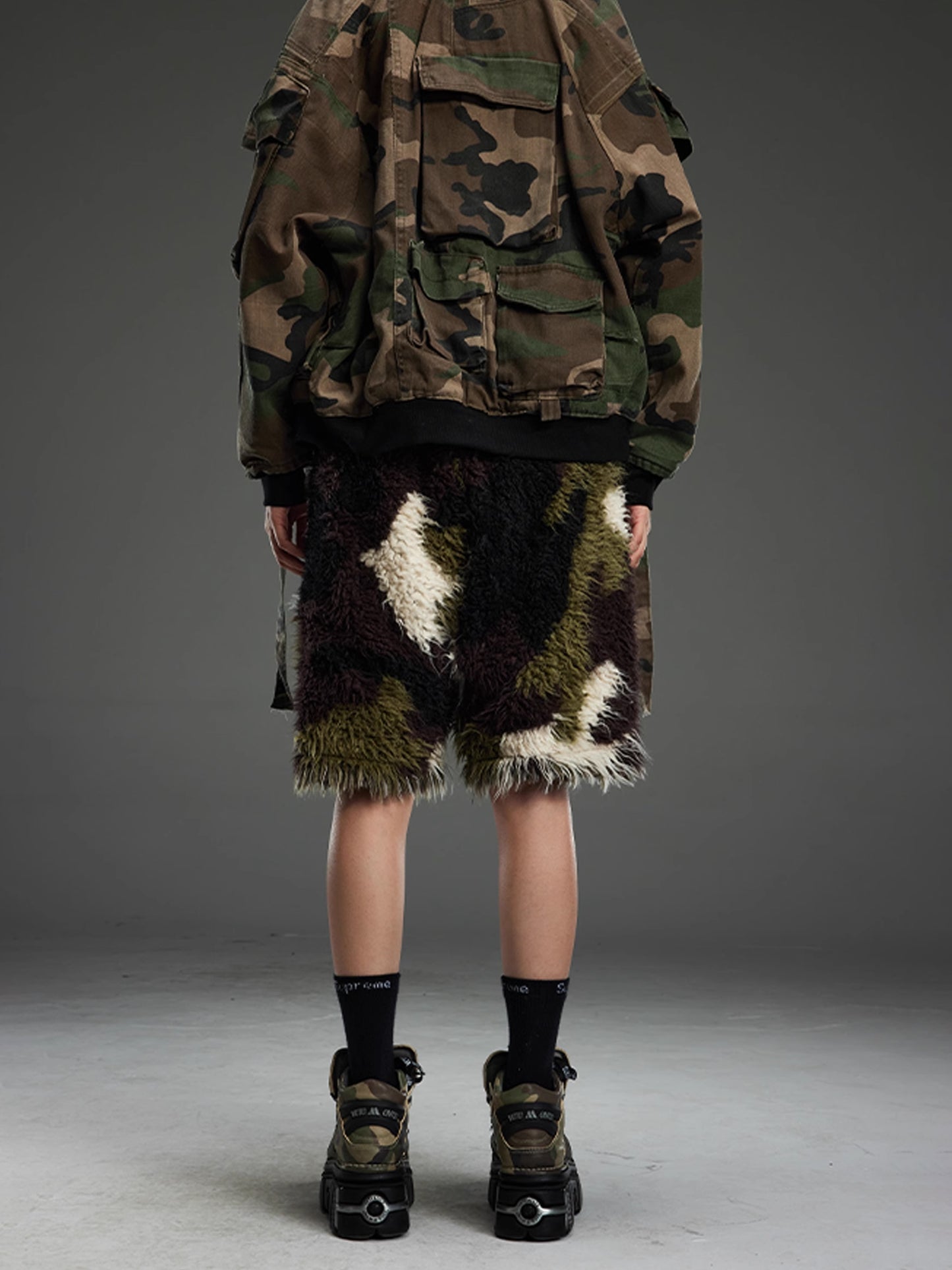 Camouflage Fur Shorts