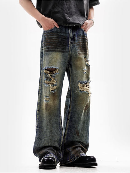 Dirty Retro Damaged Denim Pants