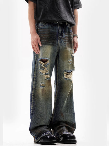 Dirty Retro Damaged Denim Pants