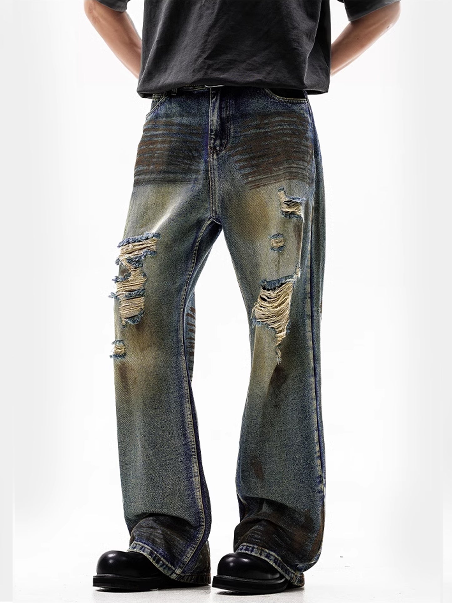 Dirty Retro Damaged Denim Pants